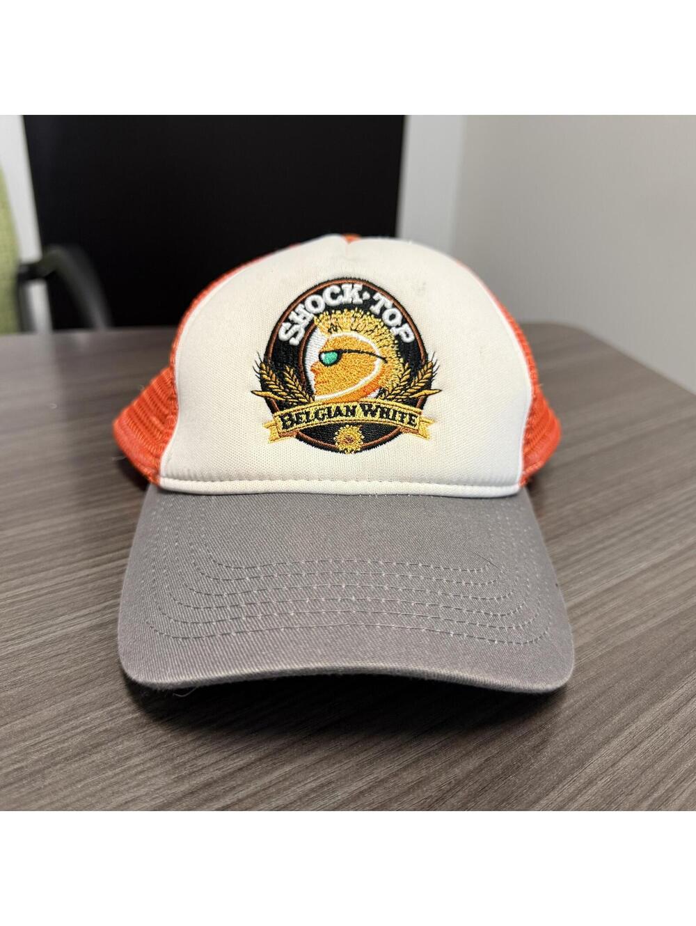 Shock Top Belgian White Orange Gray Embroidered Logo Snapback Trucker Hat